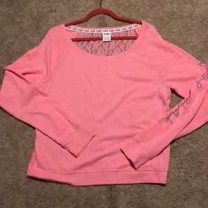 Pink VS long sleeve with lace back